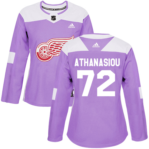 Adidas Red Wings #72 Andreas Athanasiou Purple Authentic Fights Cancer Women's Stitched NHL Jersey